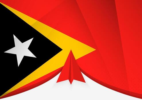 East Timor Flag with Abstract Paper Airplane Design, National Flag in a geometric folded paper style. vector