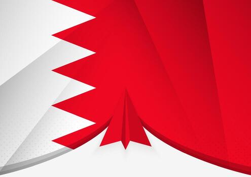 Bahrain Flag with Abstract Paper Airplane Design, National Flag in a geometric folded paper style. vector