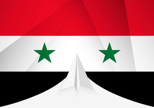 Syria Flag with Abstract Paper Airplane Design, National Flag in a geometric folded paper style. vector