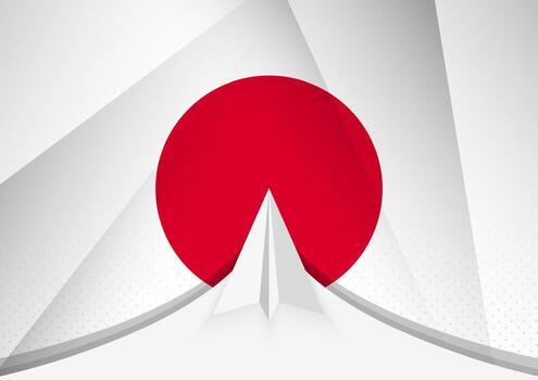 Japan Flag with Abstract Paper Airplane Design, National Flag in a geometric folded paper style. vector