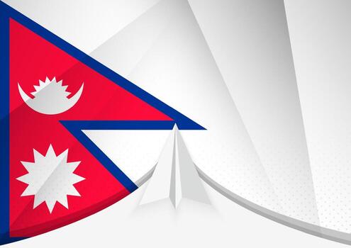 Nepal Flag with Abstract Paper Airplane Design, National Flag in a geometric folded paper style. vector
