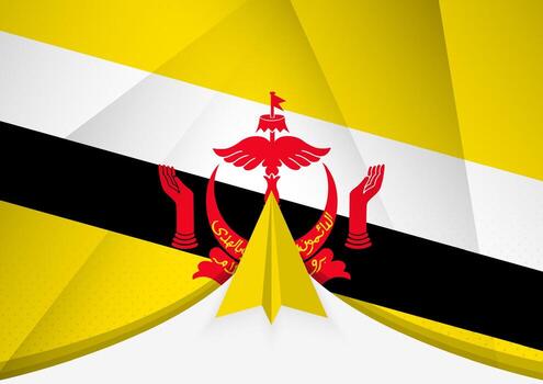 Brunei Flag with Abstract Paper Airplane Design, National Flag in a geometric folded paper style. vector
