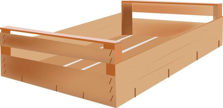 -Empty wooden crate with handles for storing and transporting goods vector