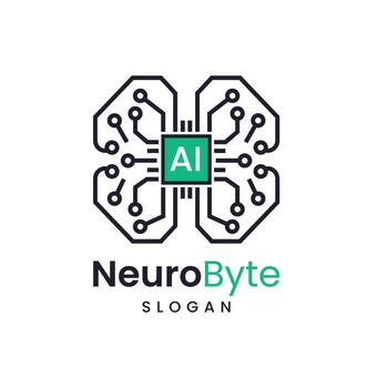 resumen digital cerebro moderno tecnología ai logo para artificial inteligencia comienzo arriba vector