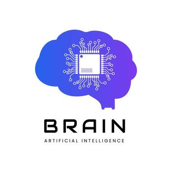 digital cerebro moderno tecnología ai logo para artificial inteligencia comienzo arriba vector