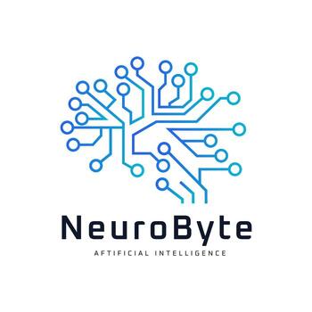 Modern Logo Design Of Neural Brain Circuit Representing Artificial Intelligence And Digital Technology. vector