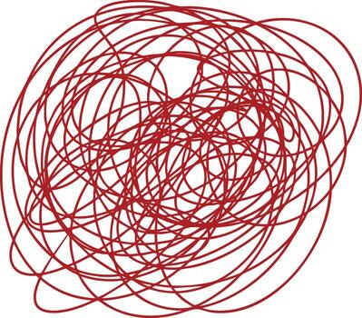 Hand Drawn Element Chaotic Scribble of Red Lines Abstract Doodles vector