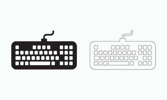Computer Keyboard in Black and White icons set vector