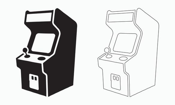 Retro Arcade Game Cabinet icons set vector