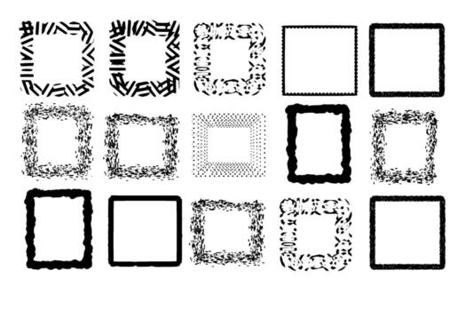 un conjunto de negro y blanco marcos con diferente diseños vector