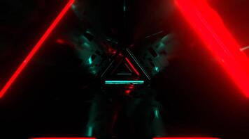 Turquoise and Red Flashing Triangular Neon Corridor Background VJ Loop in 4K video