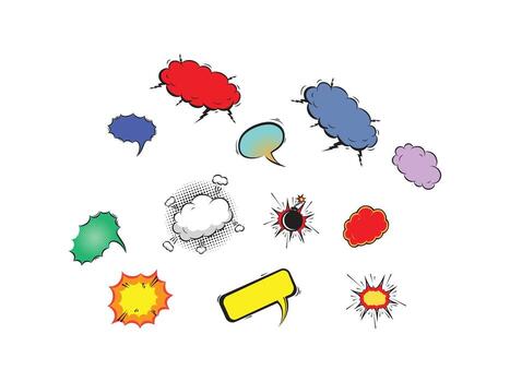 Set of comic style empty speech bubbles in silhouette format isolated on white background for text, captions, and cartoon dialog design templates vector