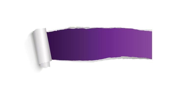 Realistic torn white paper hole design with curled edges on a transparent background, ideal for note mockups, ripped elements, or scrap-style illustrations vector