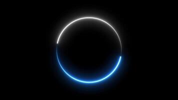 doble láser circulo marco blanco y azul color brillante neón lazo movimiento animación, aislado en negro color fondo, video
