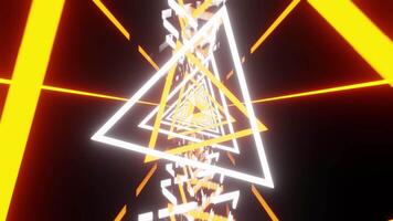 sorprendente bianca e arancia vj ciclo continuo sfondo con ruotato triangoli e rispecchiato pavimento video