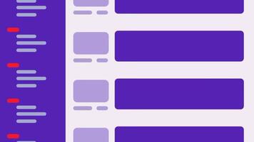 un tablero diseño con lado y contenido paneles demuestra software ui o web diseño en moderno plano estilo video