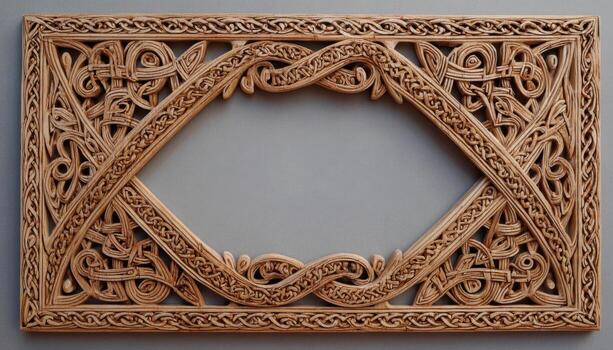 A wooden frame with intricate designs photo
