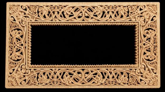 A carved wooden frame with intricate designs photo