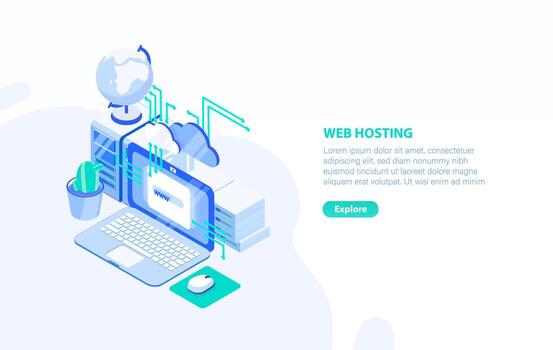 Web hosting solutions illustration vector