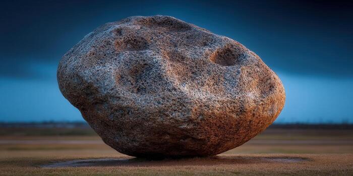 The imposing boulder dominates the landscape with its textured surface and rugged beauty. photo