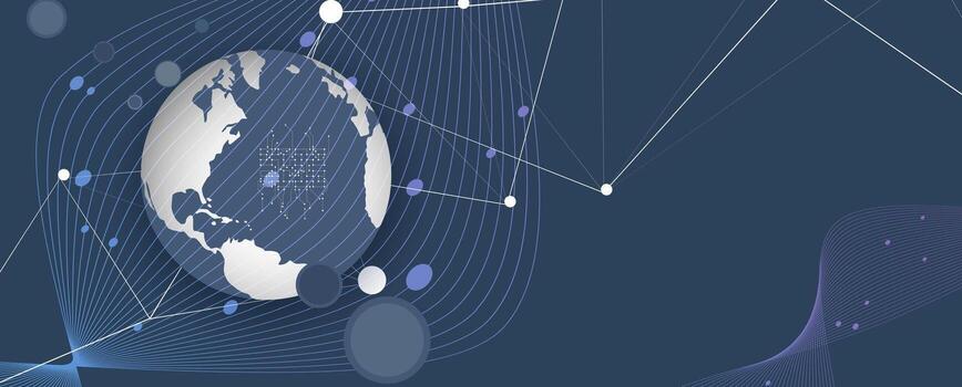 the world is surrounded by a network of dots vector
