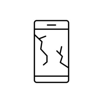 Broken Smartphone Outline Sign for Graphic and Web Design, Apps, Adverts, Various Cards vector