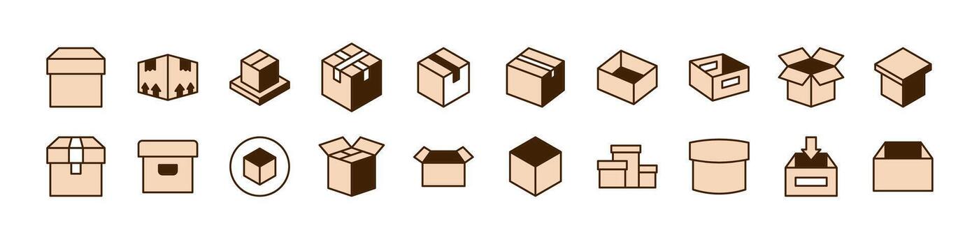 Beige Box Filled Color Icon Pack. Minimalistic Linear Pictogram for Web and Graphic Design, Apps, Banners, Social Network and Cards vector