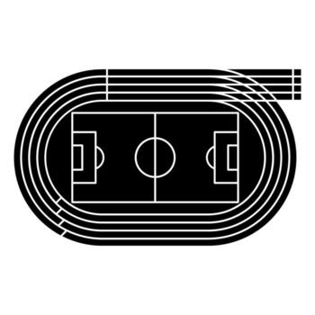 The drawing depicts a running track , showcasing its oval shape and lane markings in a concise and recognizable design. vector