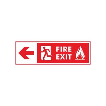 Left Direction Arrow Running People Fire Exit Assembly Point Sign Icon Template vector