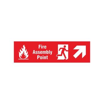 Up Right Direction Arrow Running People Fire Exit Assembly Point Sign Icon Template vector