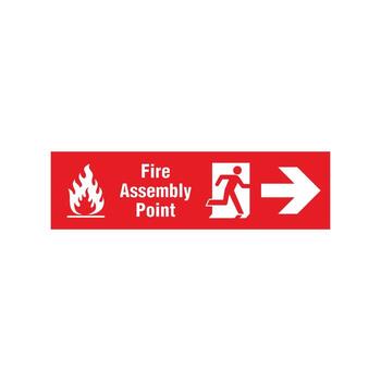 Go to Right Straight Arrow Running People Fire Exit Assembly Point Sign Icon Template vector