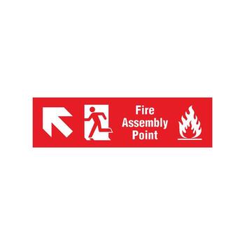 Left Up Direction Arrow Running People Fire Exit Assembly Point Sign Icon Template vector