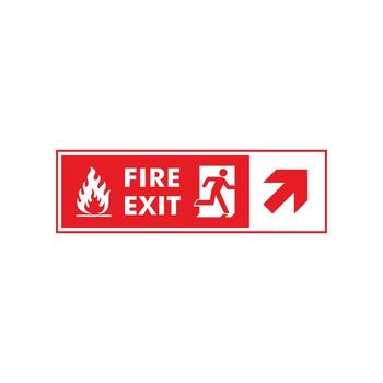 Go to Right Up Arrow Running People Fire Exit Assembly Point Sign Icon Template vector