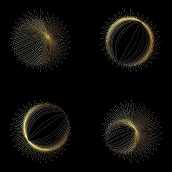dorado circular geométrico línea patrones en negro antecedentes vector