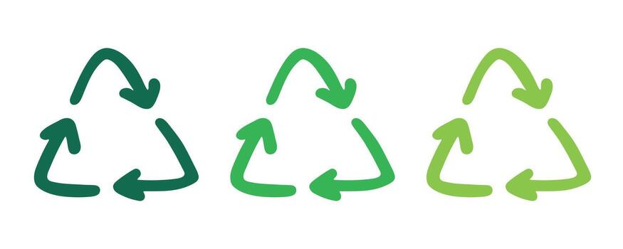 Hand drawn recycle arrow icon Recycling resources symbol Reuse of materials, zero waste, green environment, saving the planet ecology isolated vector