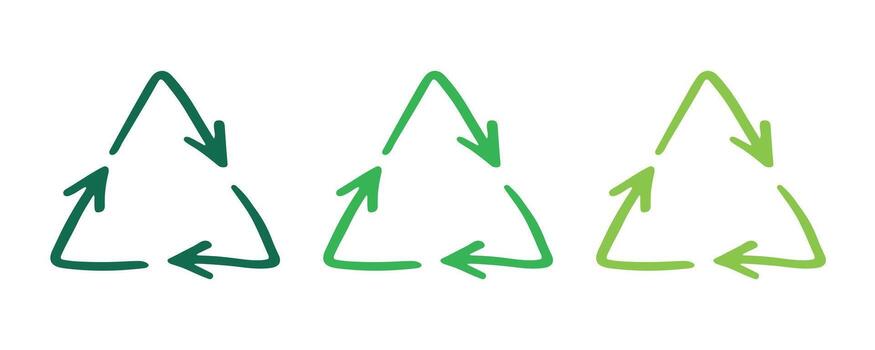 ecology isolated Hand drawn recycle arrow icon Recycling resources symbol Reuse of materials, zero waste, green environment, saving the planet vector