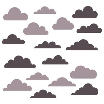 A set of clouds in various sizes and shapes vector