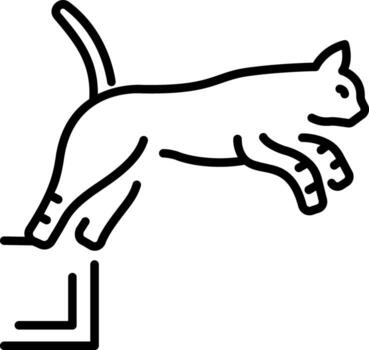 A linear style icon representing cat jumping vector