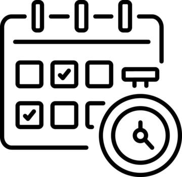 A linear style icon representing time management vector
