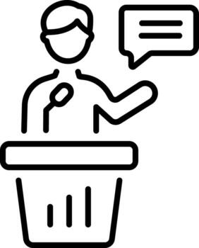 un lineal estilo icono representando líder habla vector