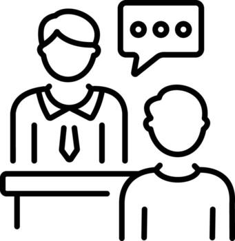 An outline style icon depicting interview vector
