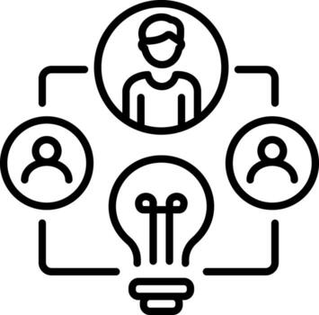 A line style icon showing team brainstorming vector