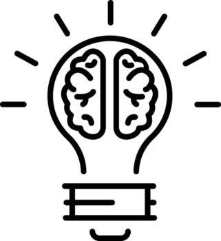 A line style icon showing brainstorming vector