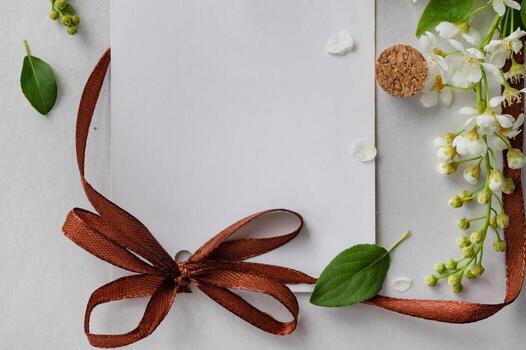 delicate flowers and patterned shadows on a soft white surface in natural light photo