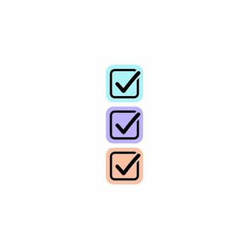Three Pastel Colored Checkboxes with Black Check Marks vector