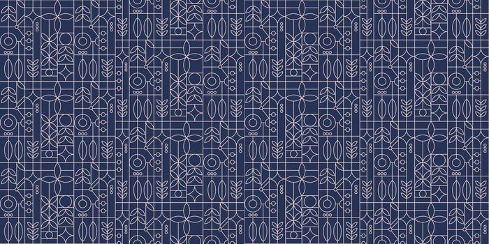 Modern Geometric Seamless Pattern Minimal Line Art in Navy and Blush for Fabric, Branding, and More vector