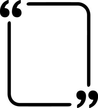 Simple black outline of a square quotation mark box with rounded corners silhouette vector
