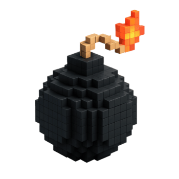 un' pixelated bomba con un' illuminato fusibile, reso nel un' voxel arte stile, simboleggiante Pericolo, esplosione, o un' critico conto alla rovescia. png