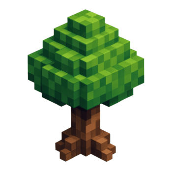 en vibrerande grön och brun pixelated träd, designad i en distinkt voxel konst stil. idealisk för spel tillgångar, virtuell miljöer, eller digital design projekt. png