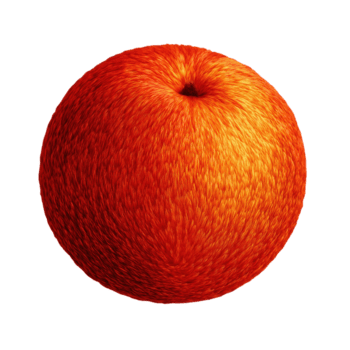 A vibrant red and orange spherical object featuring a unique, soft fur like texture. This abstract, round form offers a tactile and visually striking element. png